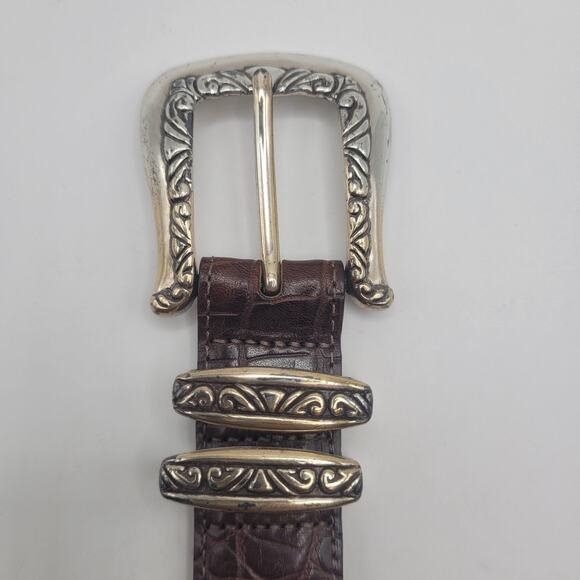Brighton Belt Med Brown Leather Western Croc Embossed Cowgirl Rodeo Filigree USA main image 7